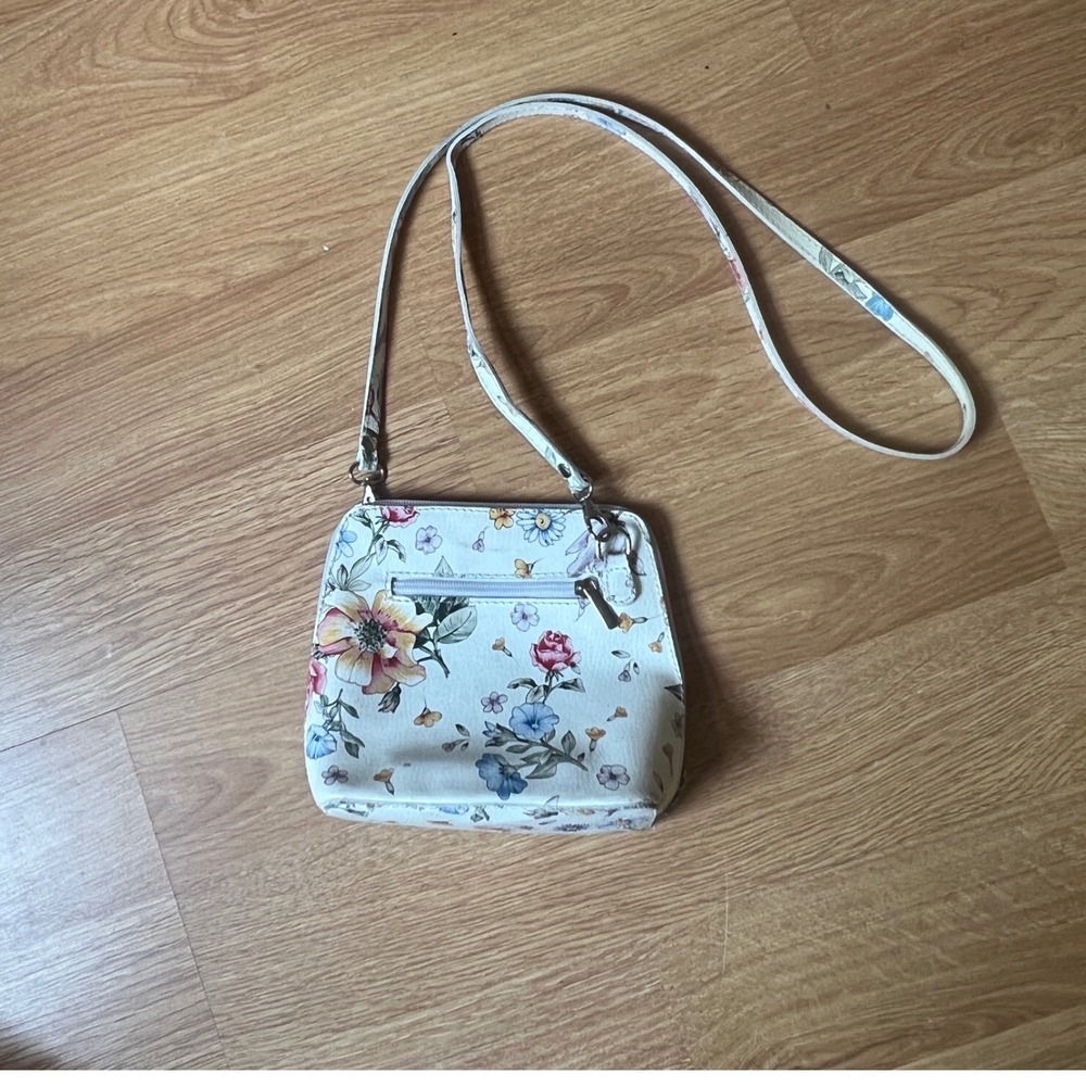 Vera Pelle Floral Crossbody Bag Italian Leather Small Purse Cottagecore Coquette